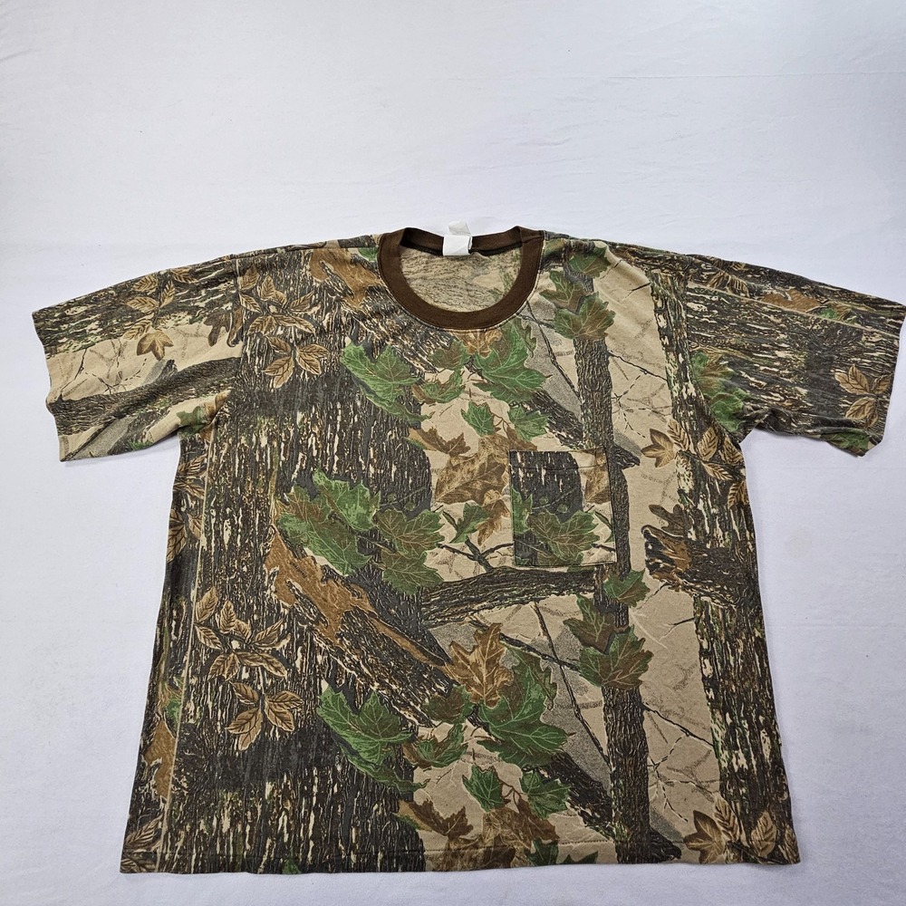Vintage 90s Realtree Brown Camouflage Short Sleeve T-Shirt Men's 3XL